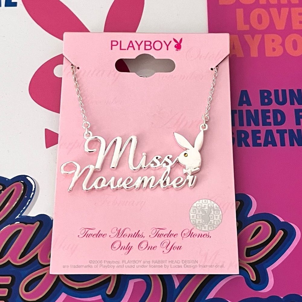 Playboy NWT Miss November Rare Silver Necklace